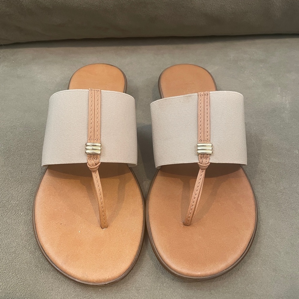 Italian Shoemakers Tan and Cream Sandals with Metallic Detail